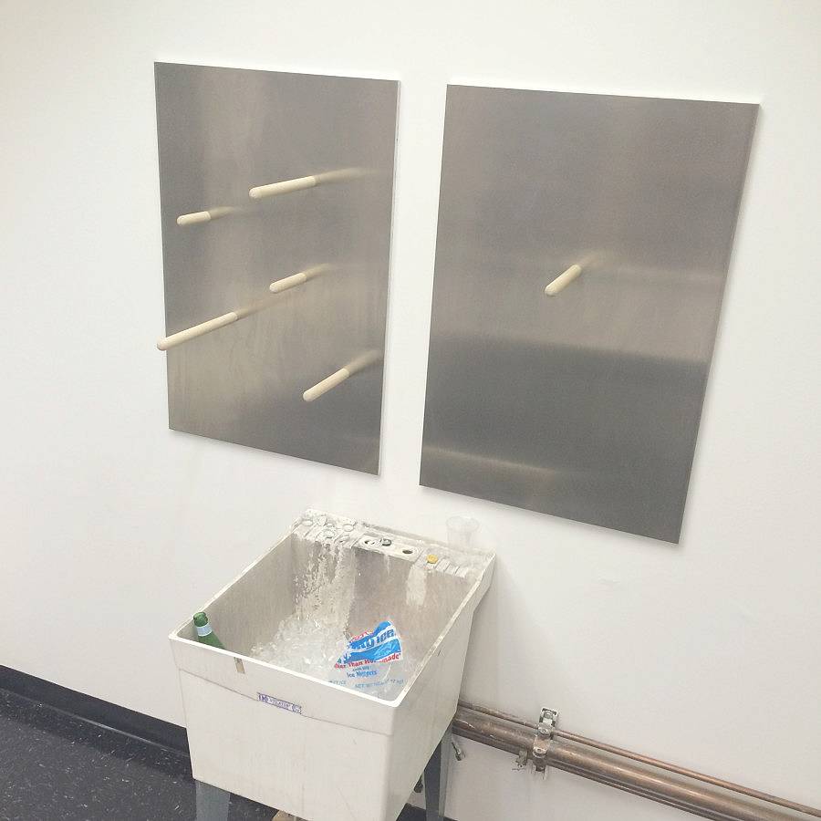 Hook and Mirror 2015 | wood, aluminum, two panels | 24"x36" 