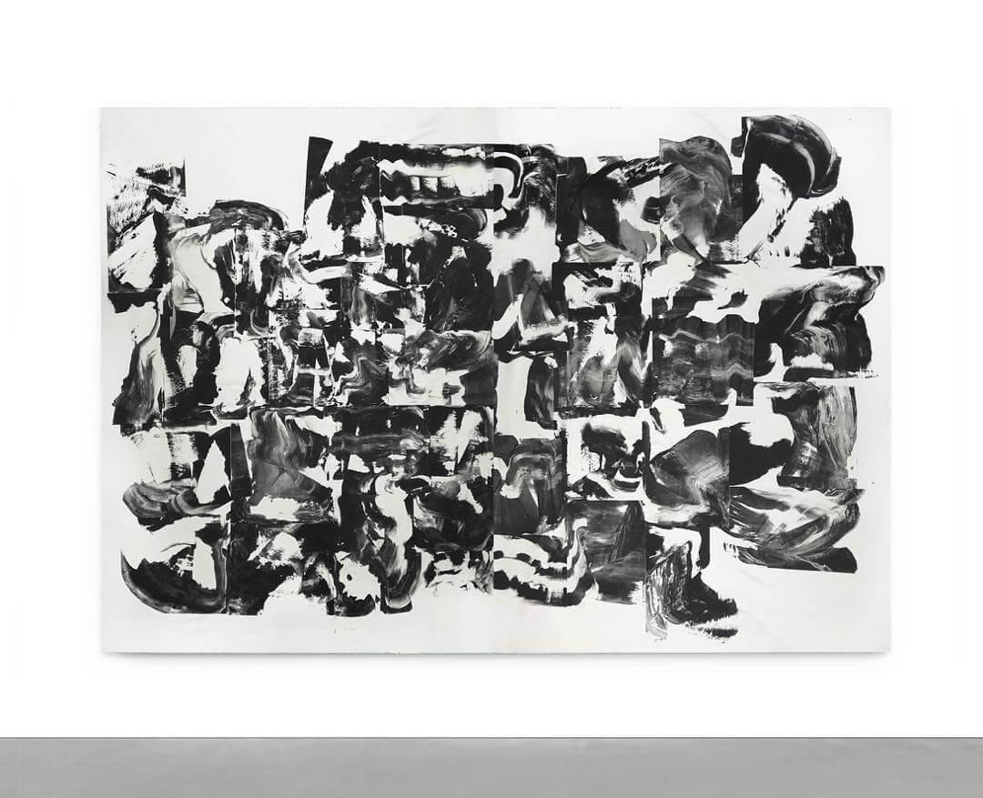 HAYOVEL / gesso on microsuede / diptych 10 x 6.1 feet / each panel 5 x 6.1 feet / 2016